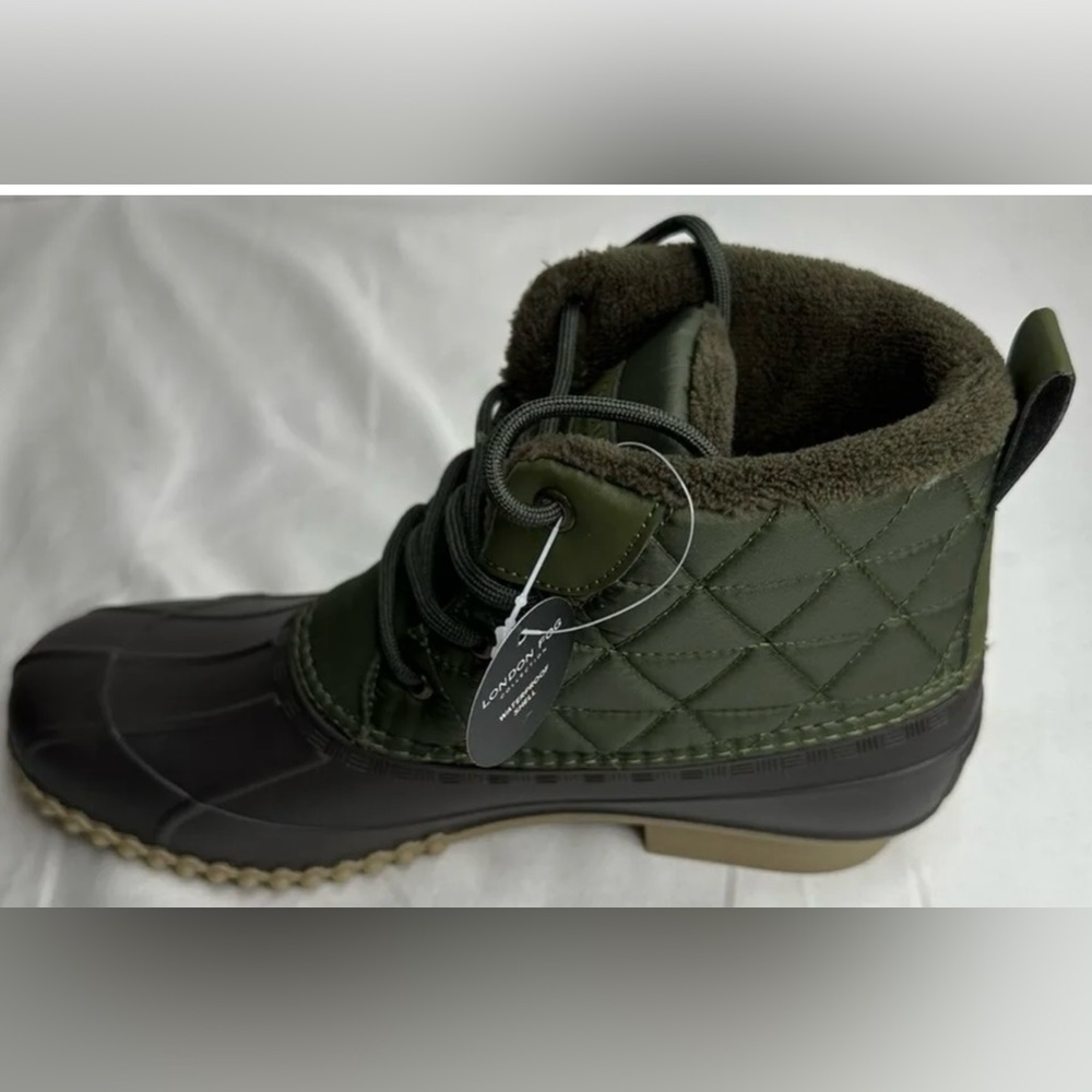 London Fog Winley Women's Water-Resistant Olive Nylon / BRO Cognac Duck Size 9m - Picture 3 of 8